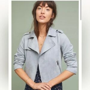 A+ By Anthropologie Expressway faux suede open front moto jacket